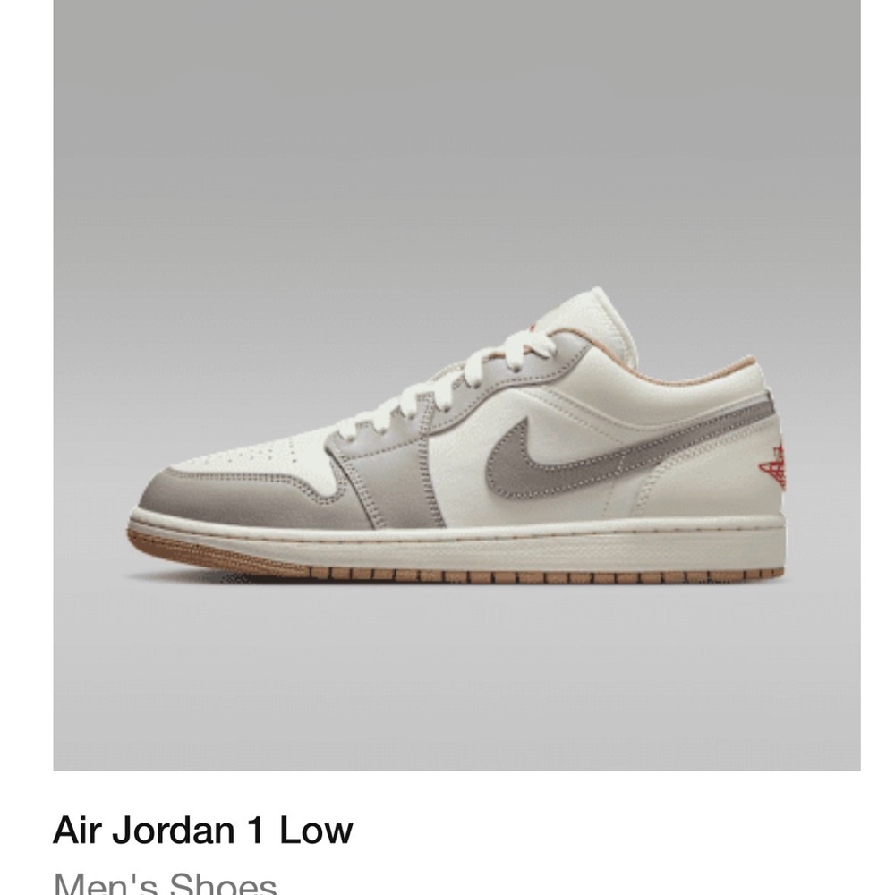 Nike Air Jordan 1 Low
Men's Shoes-  White and Gray Sneakers, size 13